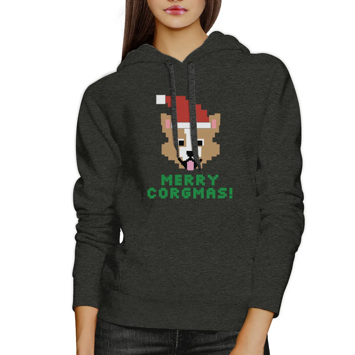 Merry Corgmas Corgi Dark Grey Hoodie