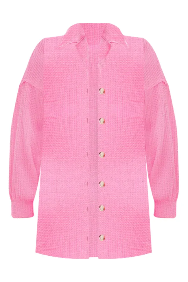 Need A Little More Hot Pink Waffle Shacket FINAL SALE