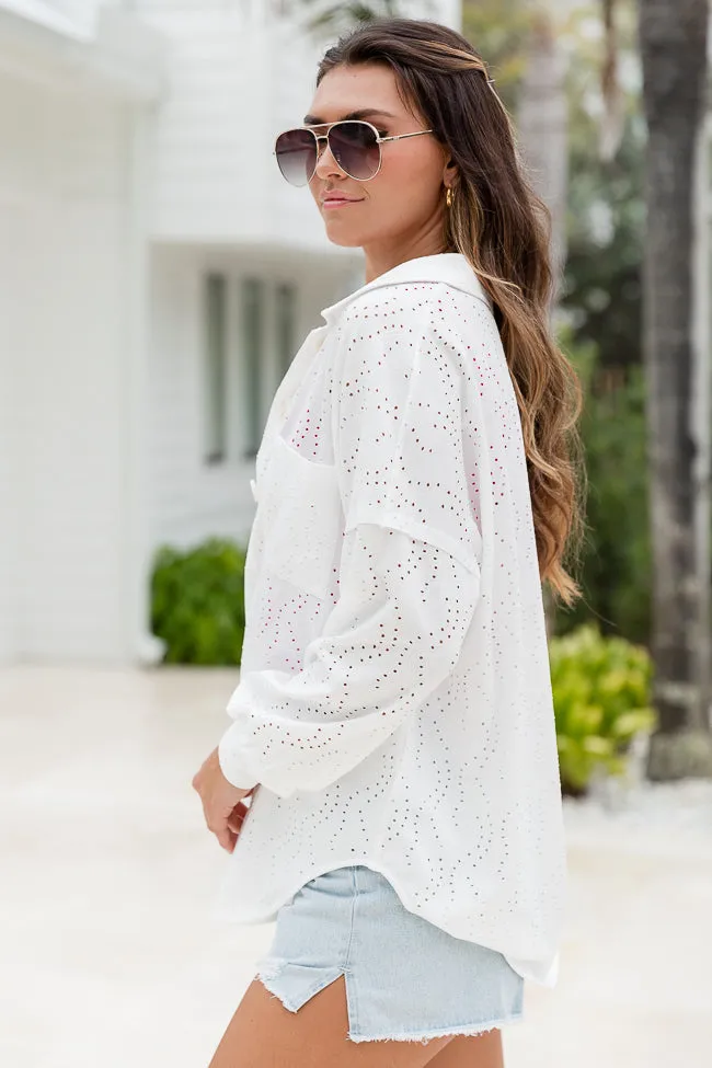 Need A Little More Ivory Knit Eyelet Shacket FINAL SALE