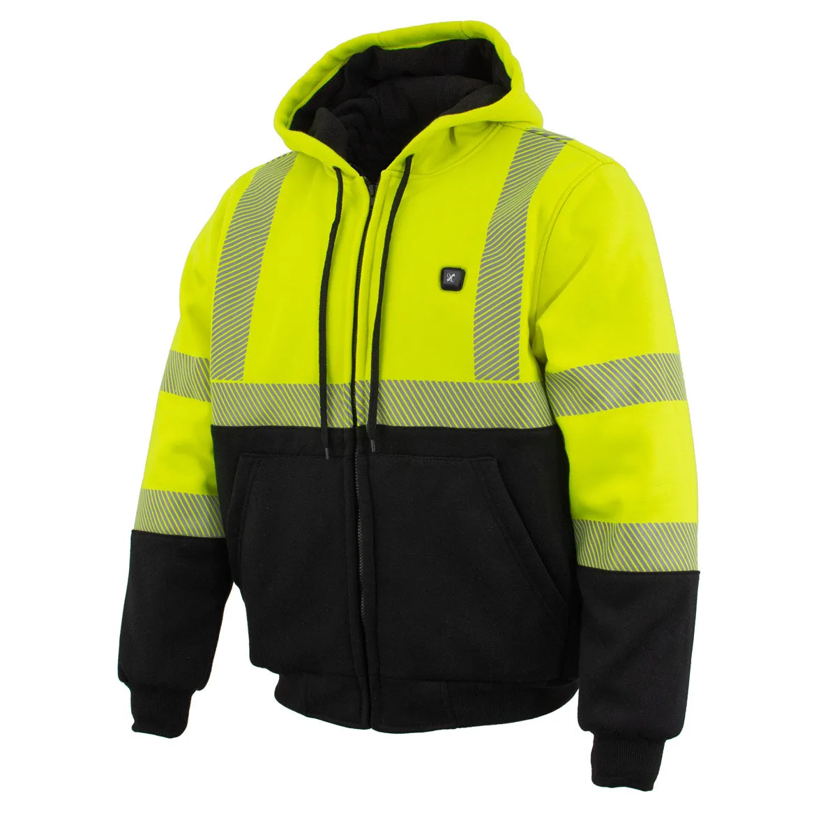 Nexgen Heat MPM1773SET Men's Heated High Visibility Work Hoodie, Neon