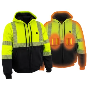 Nexgen Heat MPM1773SET Men's Heated High Visibility Work Hoodie, Neon