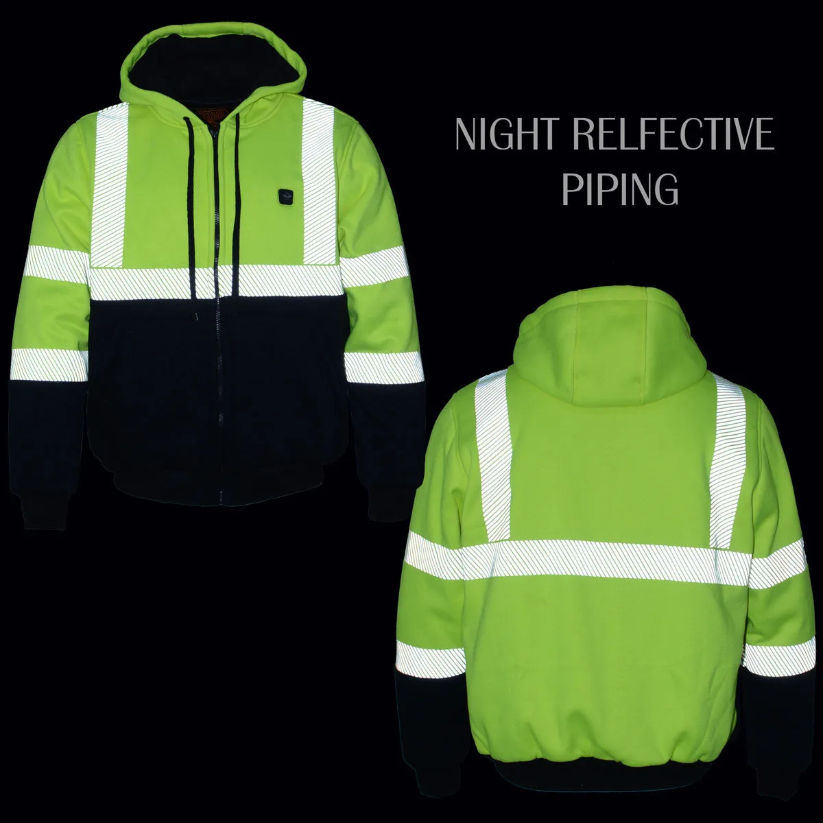 Nexgen Heat MPM1773SET Men's Heated High Visibility Work Hoodie, Neon