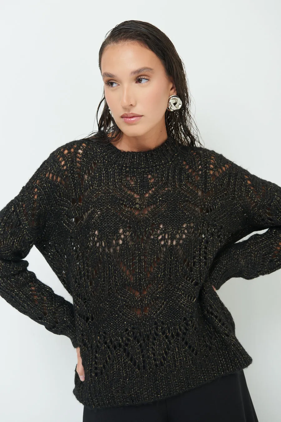 Open-knit textured sweater wholesale