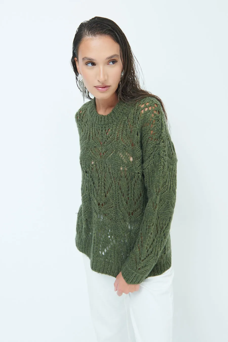 Open-knit textured sweater wholesale