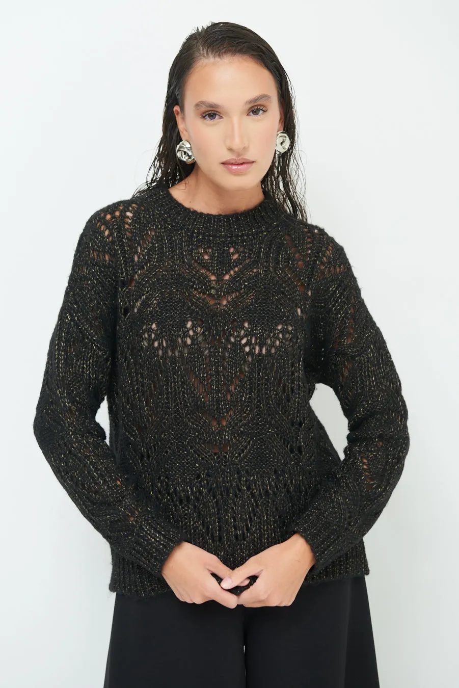 Open-knit textured sweater wholesale