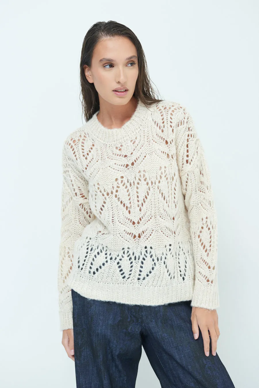 Open-knit textured sweater wholesale