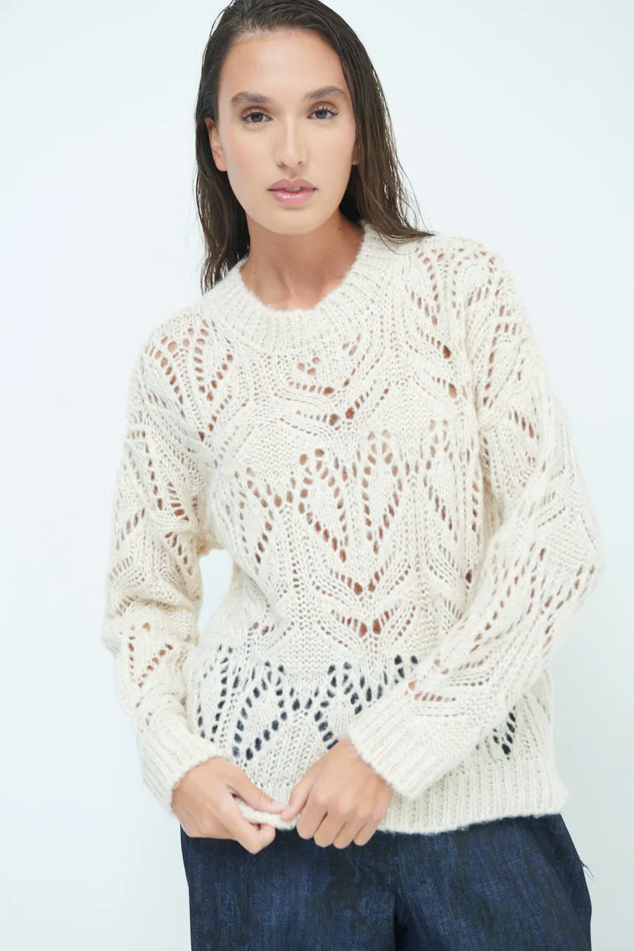 Open-knit textured sweater wholesale