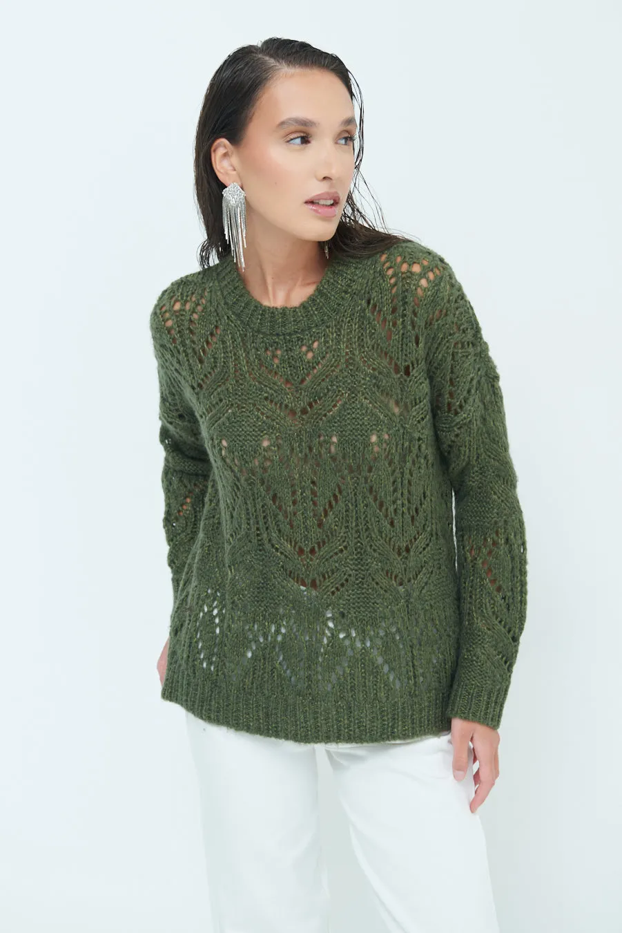 Open-knit textured sweater wholesale