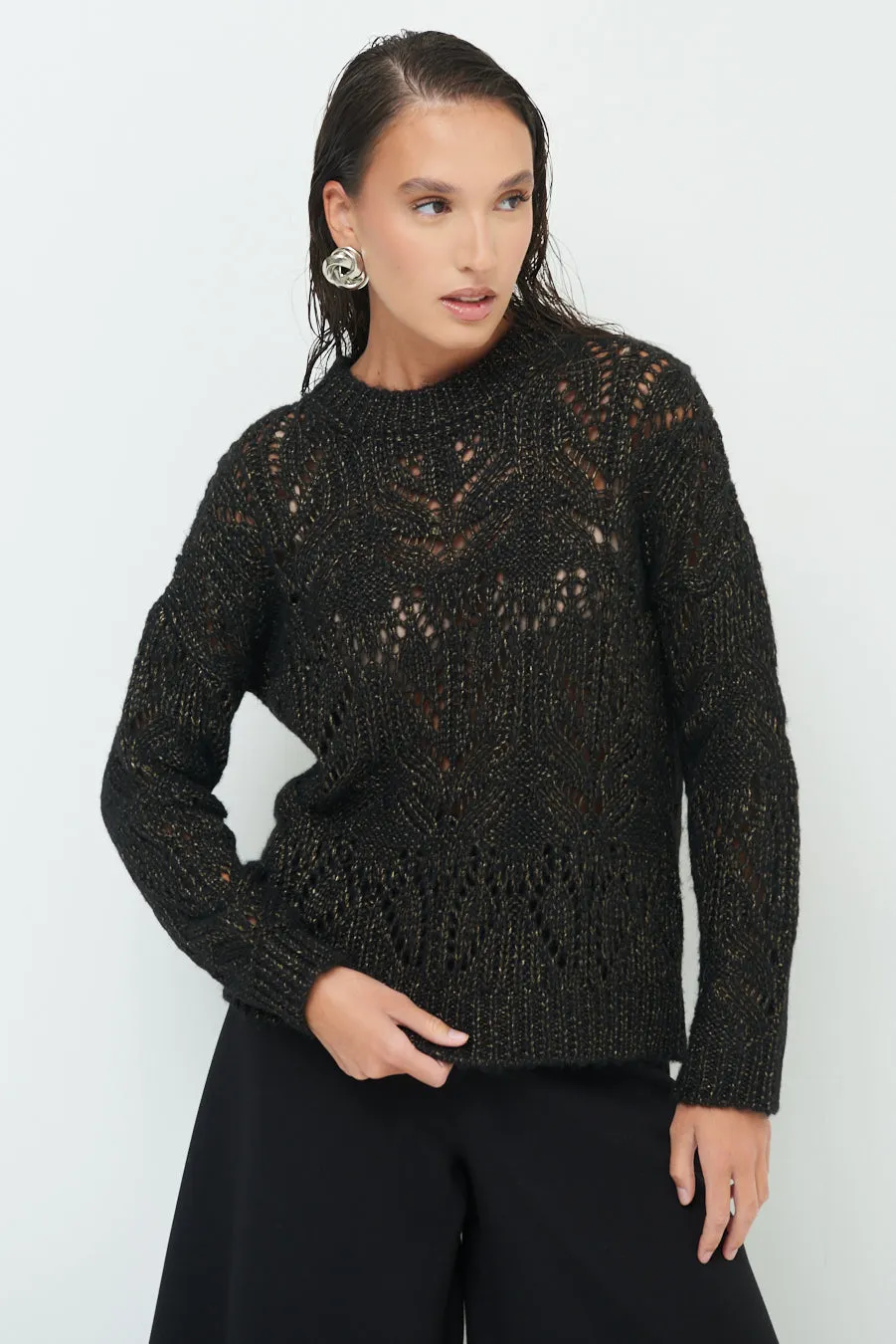 Open-knit textured sweater wholesale