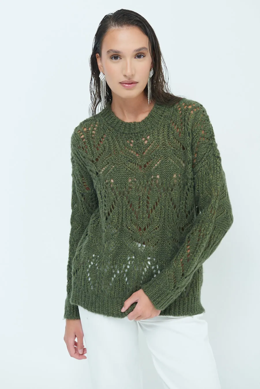 Open-knit textured sweater wholesale