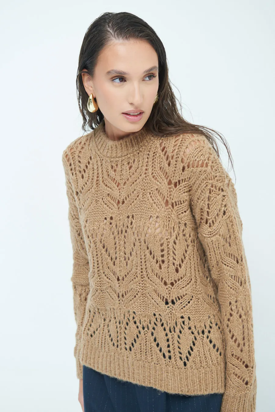 Open-knit textured sweater wholesale