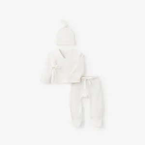 Organic Cotton Pointelle 3 Pc Preemie Layette Set w. Gift Box