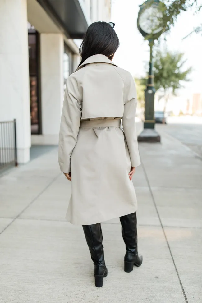 Over My Head Taupe Trench Coat FINAL SALE