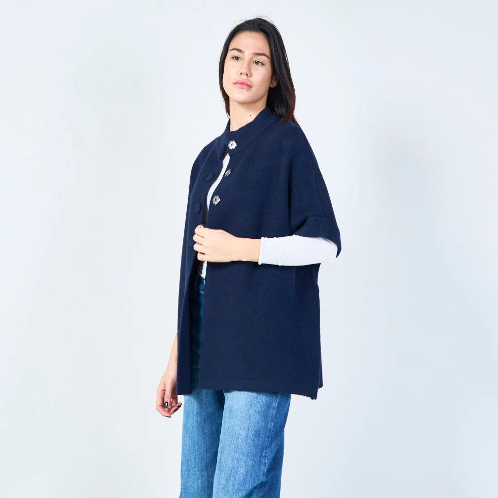 Oversized buttoned knit cape wholesale