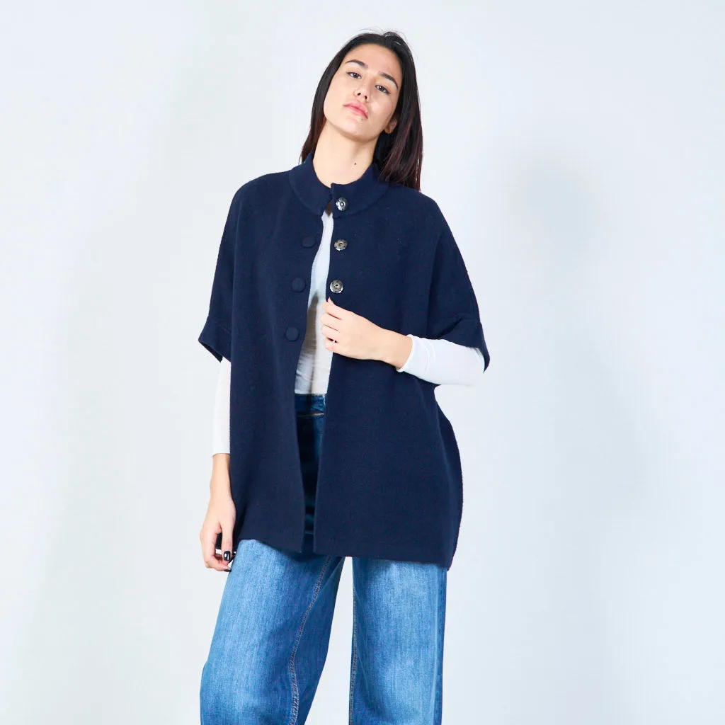 Oversized buttoned knit cape wholesale