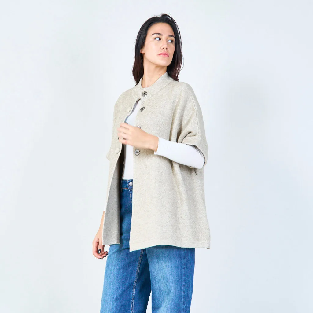 Oversized buttoned knit cape wholesale