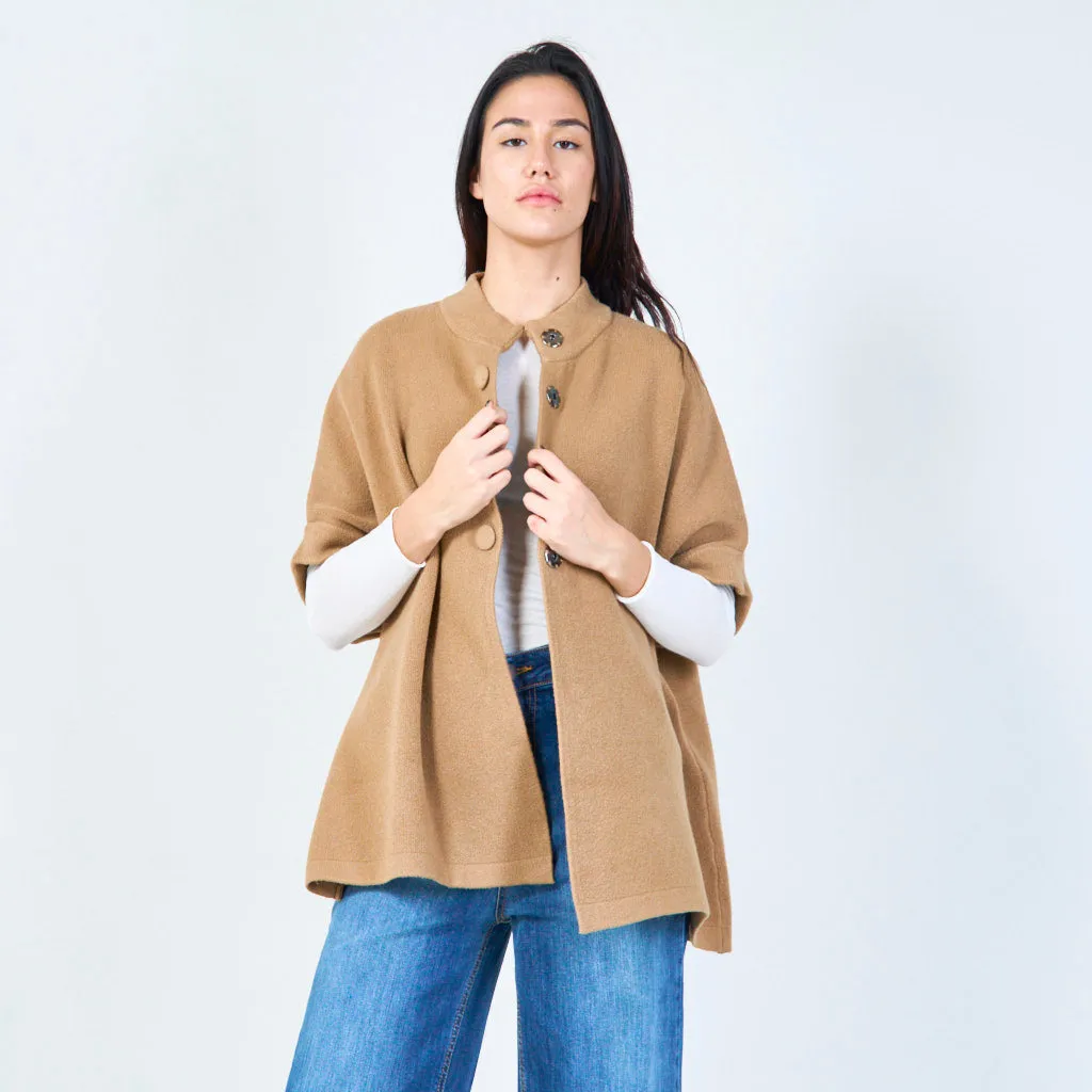 Oversized buttoned knit cape wholesale