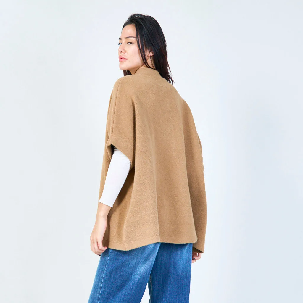 Oversized buttoned knit cape wholesale