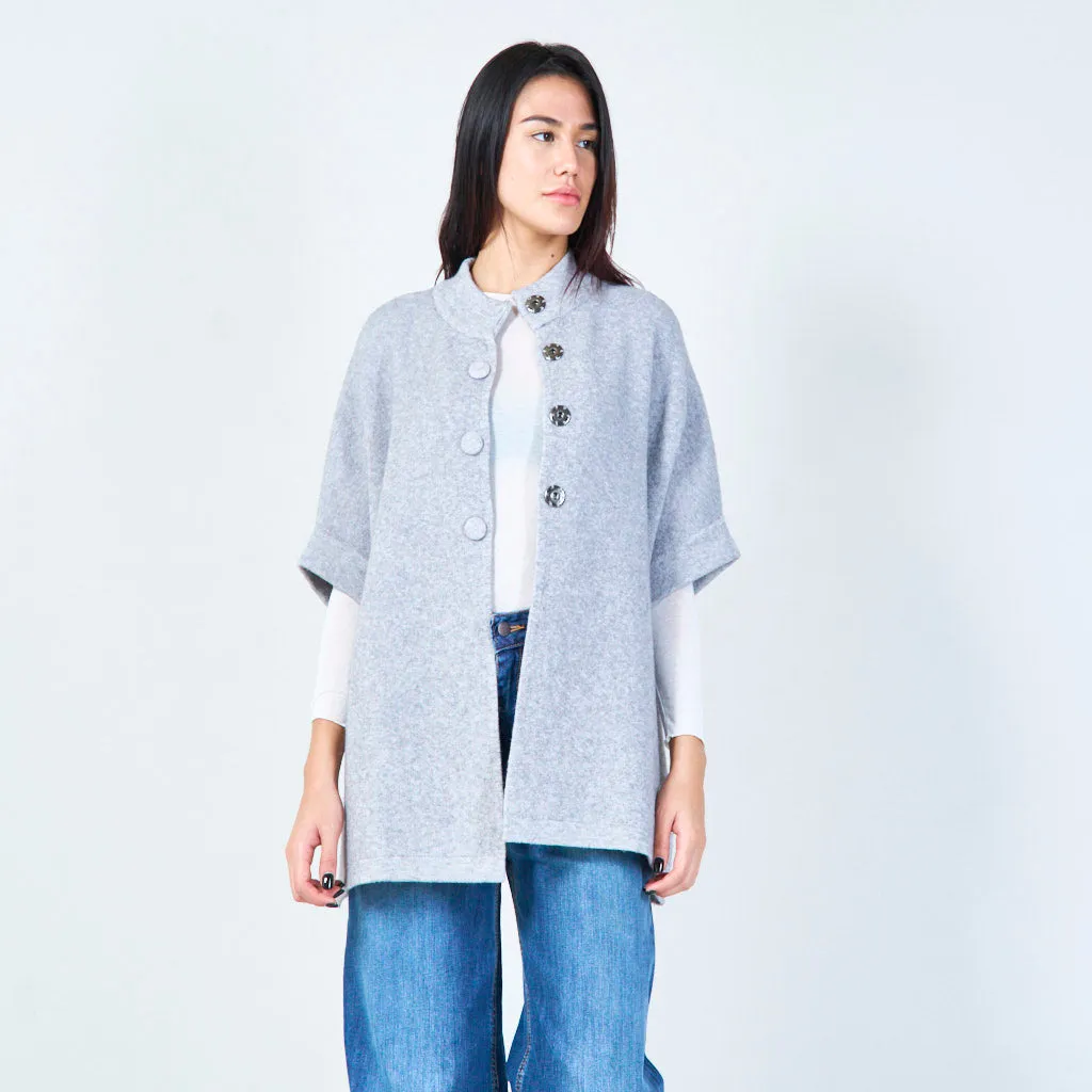 Oversized buttoned knit cape wholesale