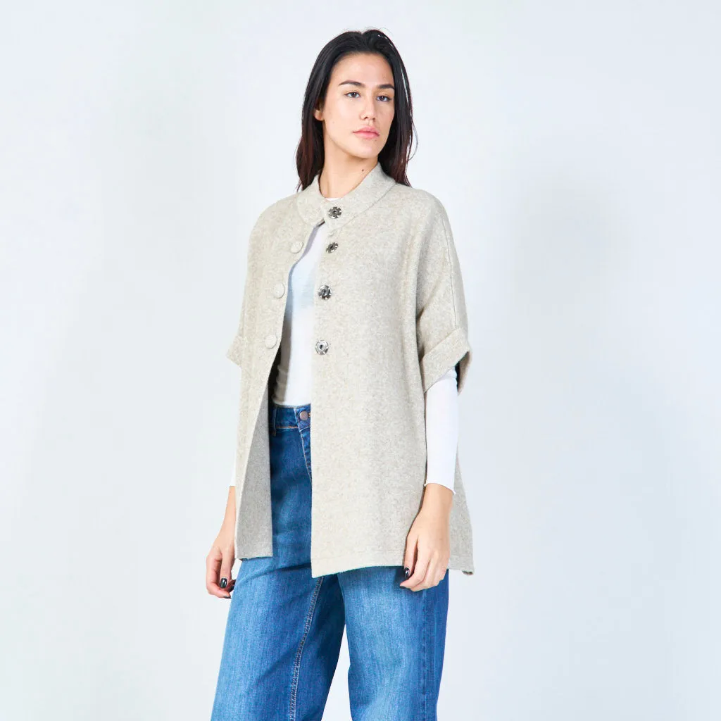 Oversized buttoned knit cape wholesale