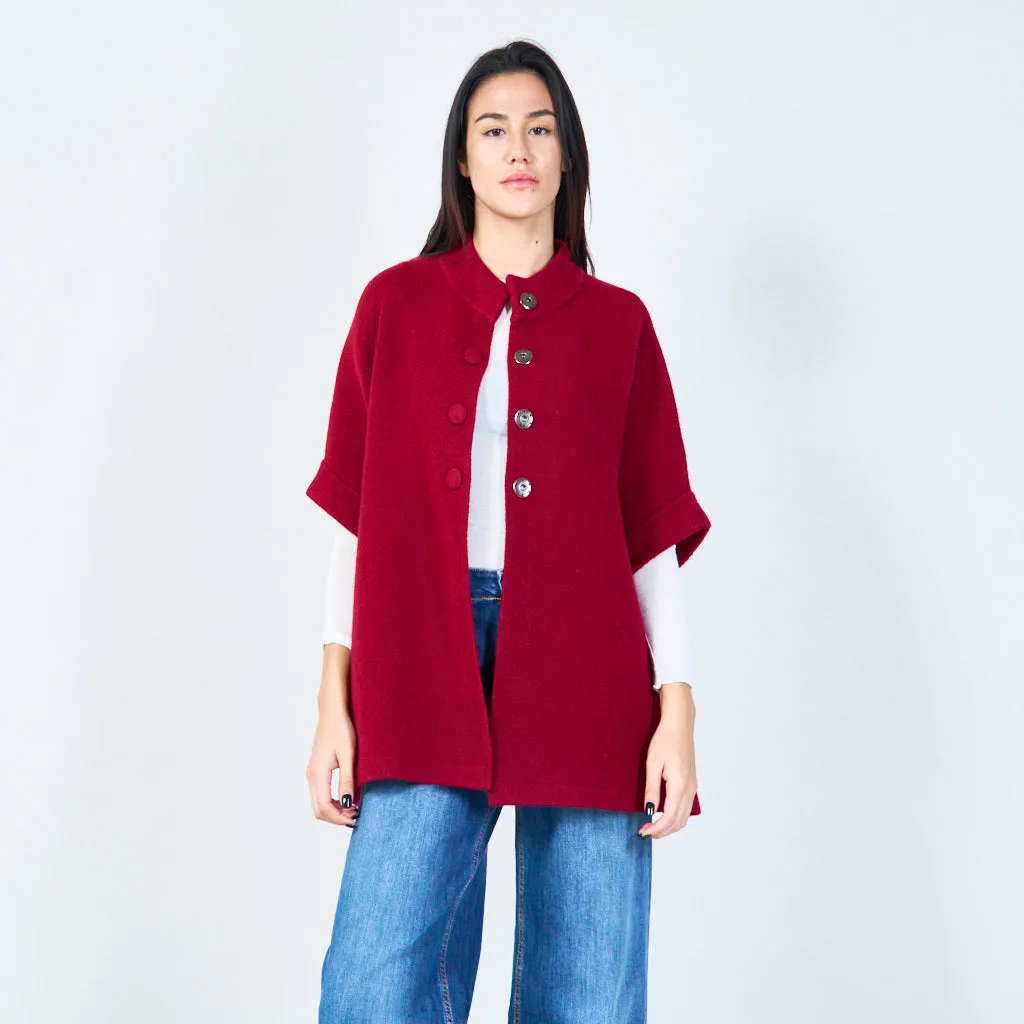 Oversized buttoned knit cape wholesale