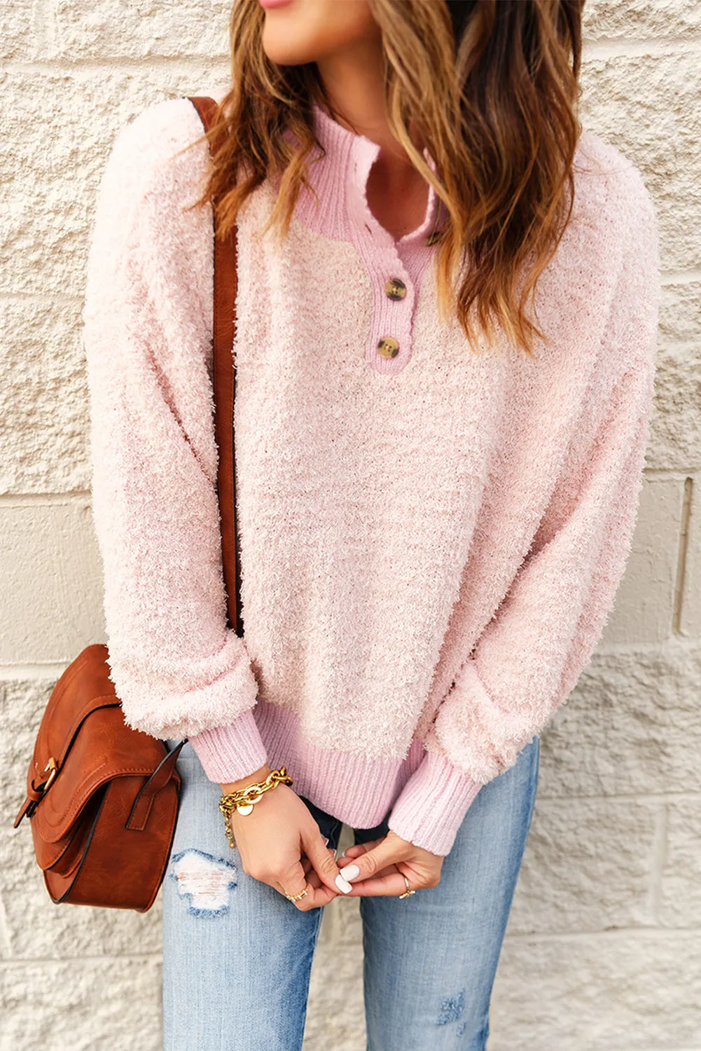 Pink Furry Knit Sweater