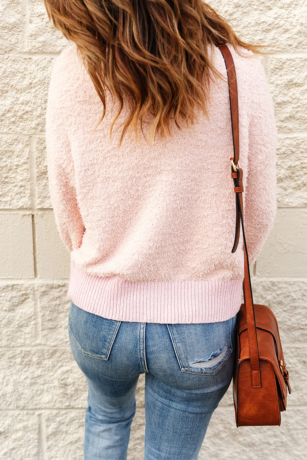 Pink Furry Knit Sweater