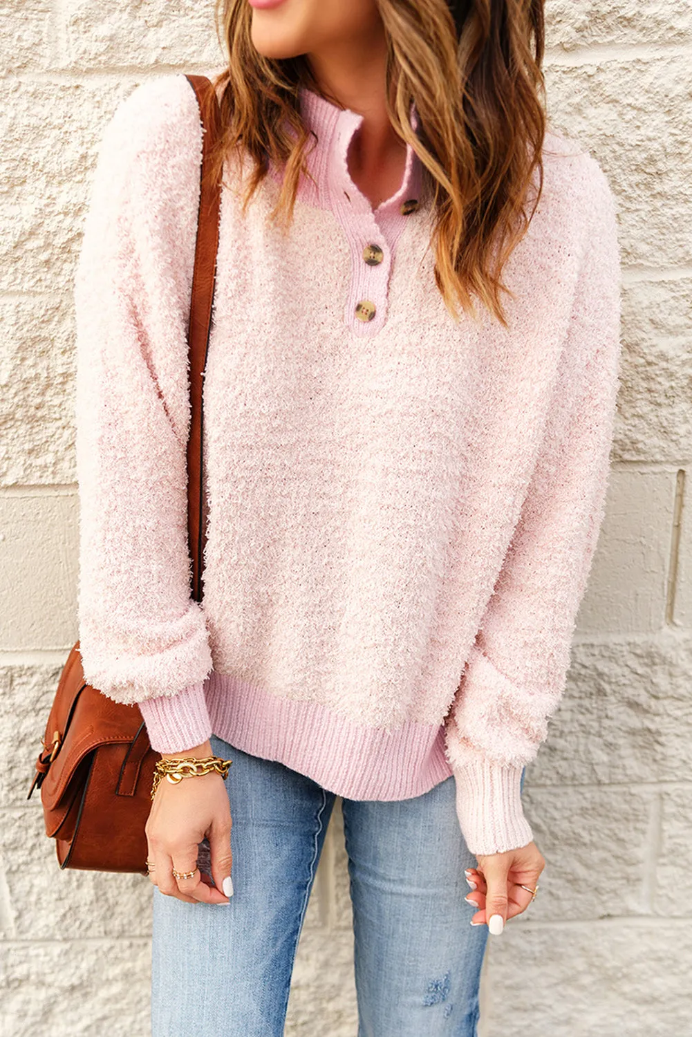 Pink Furry Knit Sweater