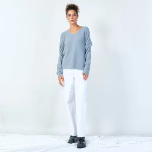 Ribbed v-neck sweater wholesale