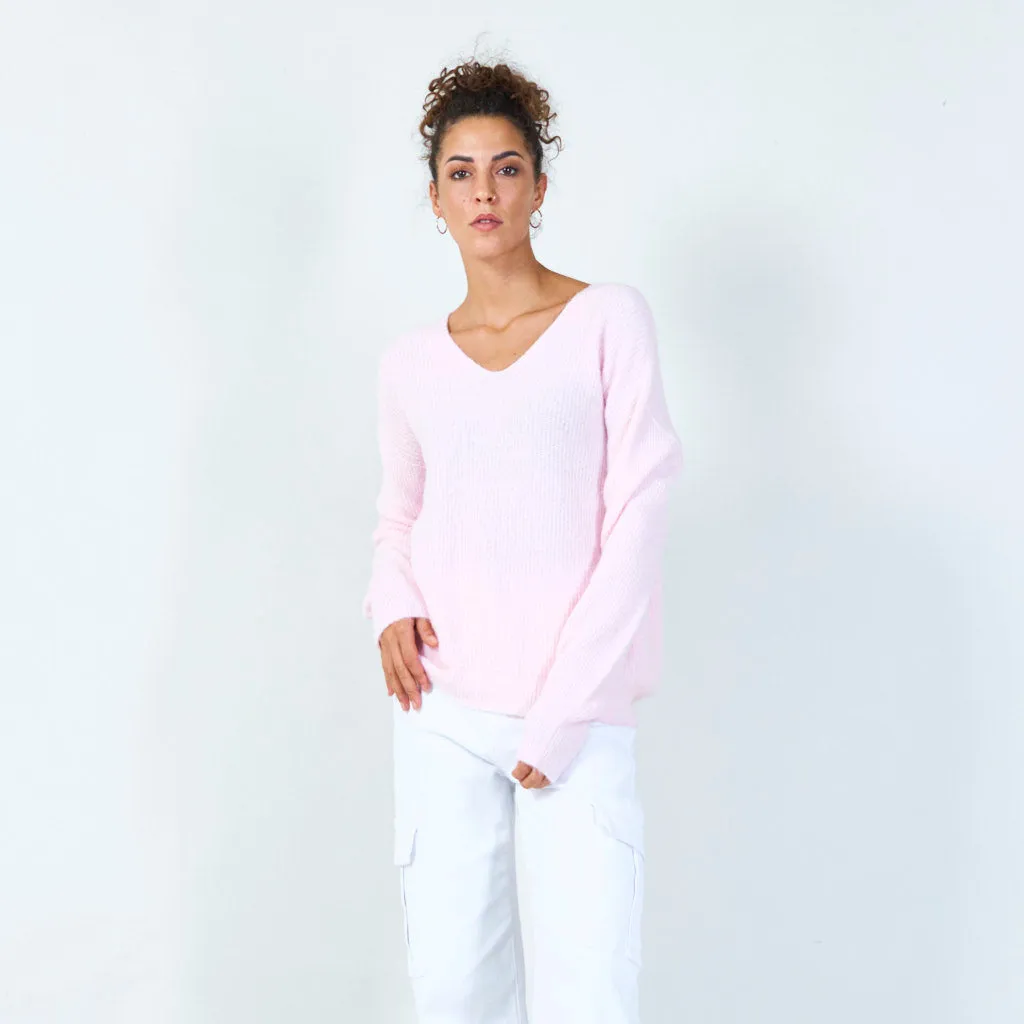 Ribbed v-neck sweater wholesale