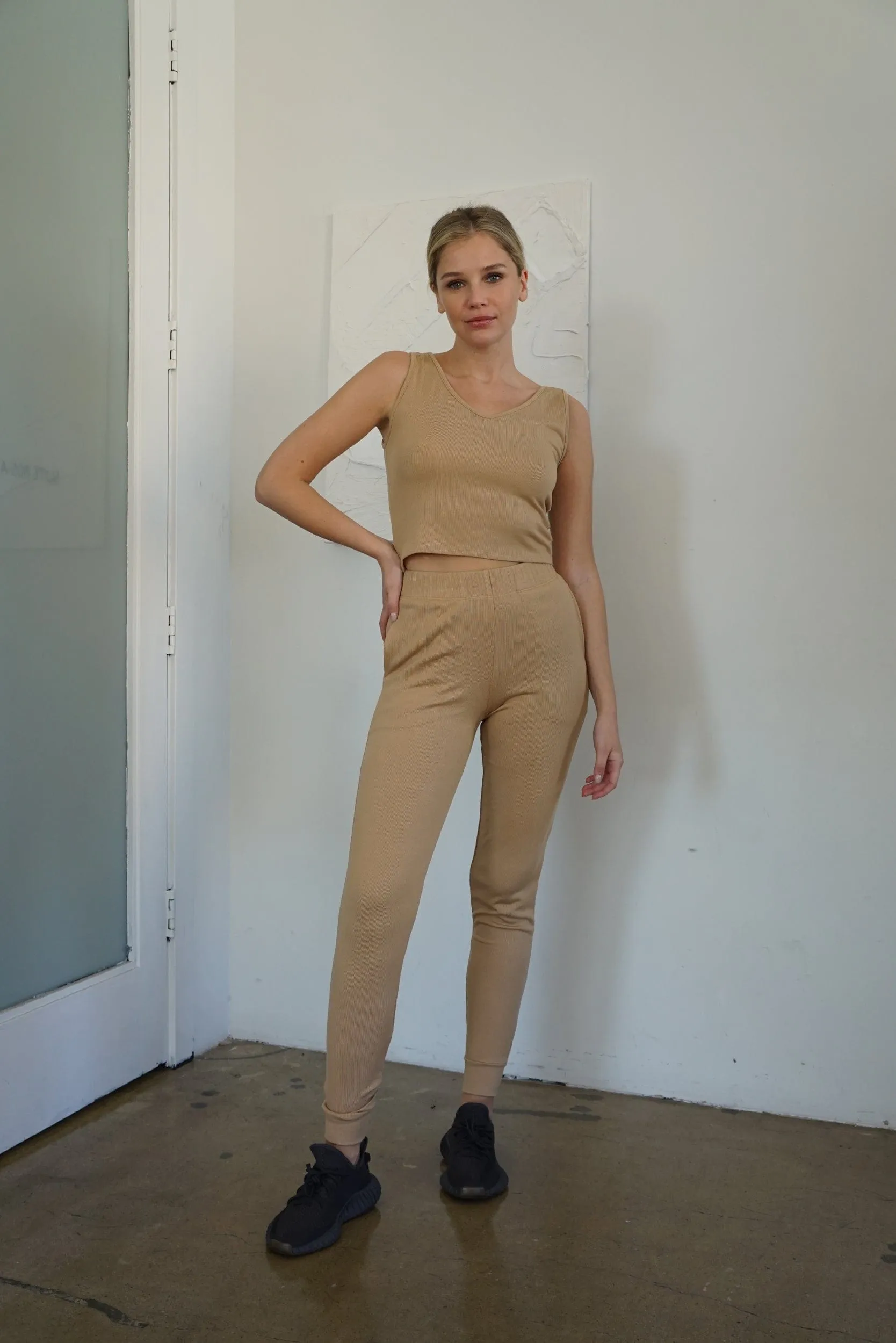 Self-Love Rib Jogger Pant - Beige