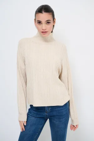 Soft cable-knit turtleneck sweater wholesale