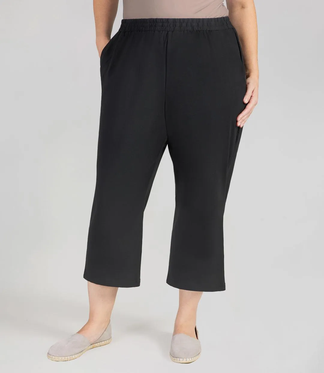 SoftWik Relaxed Fit Long Capris with Pockets Basic Colors