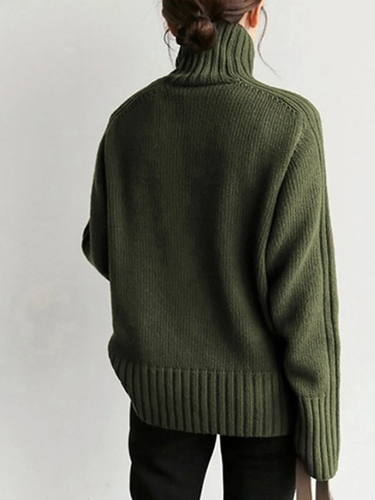 Solid High Graceful Neck Knit Sweater