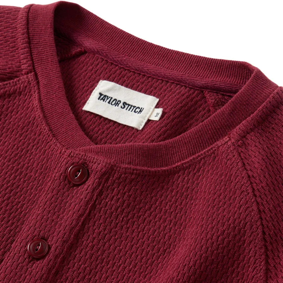 The Heavy Bag Waffle Henley | Burgundy