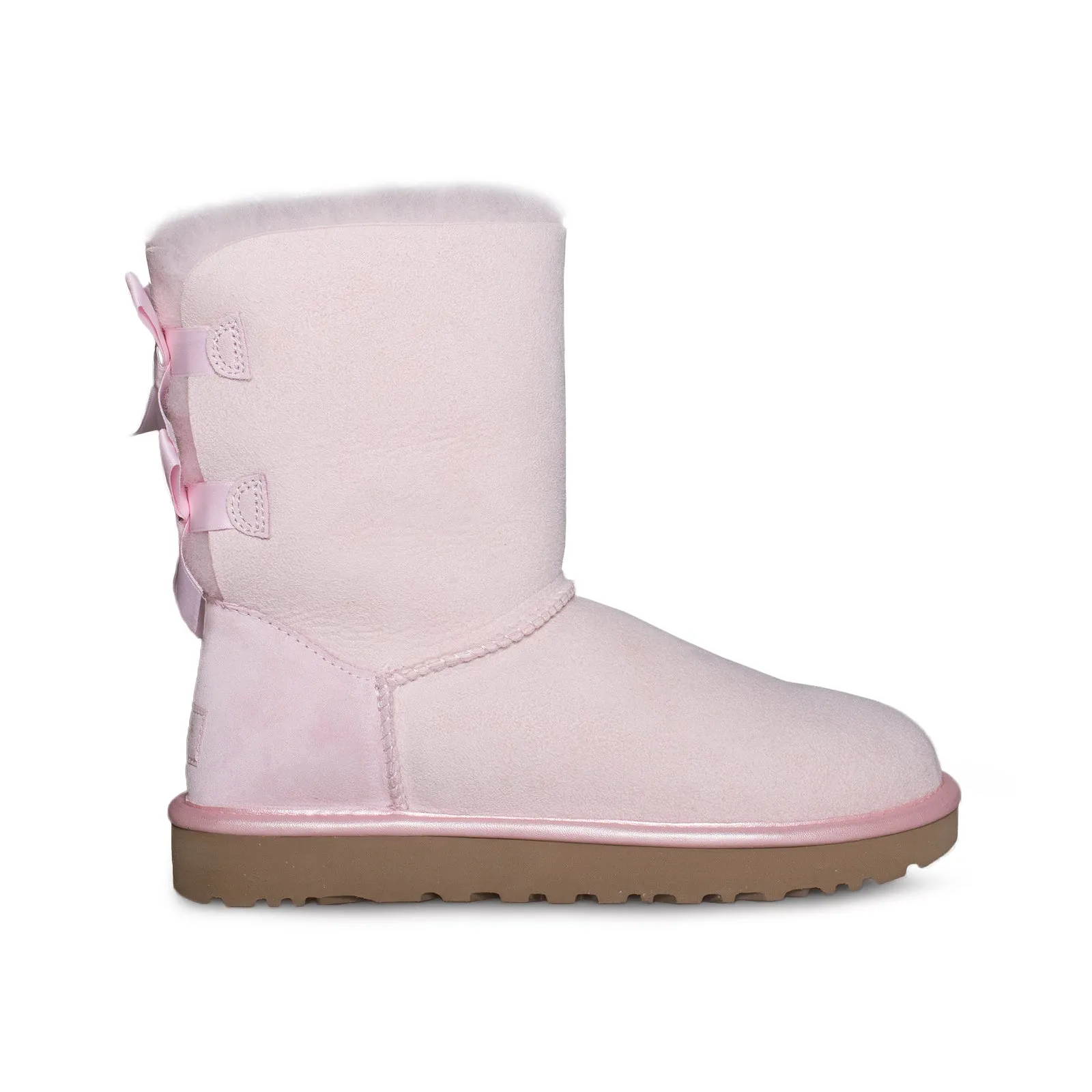 UGG Bailey Bow II Metallic Seashell Pink Boots - Women's