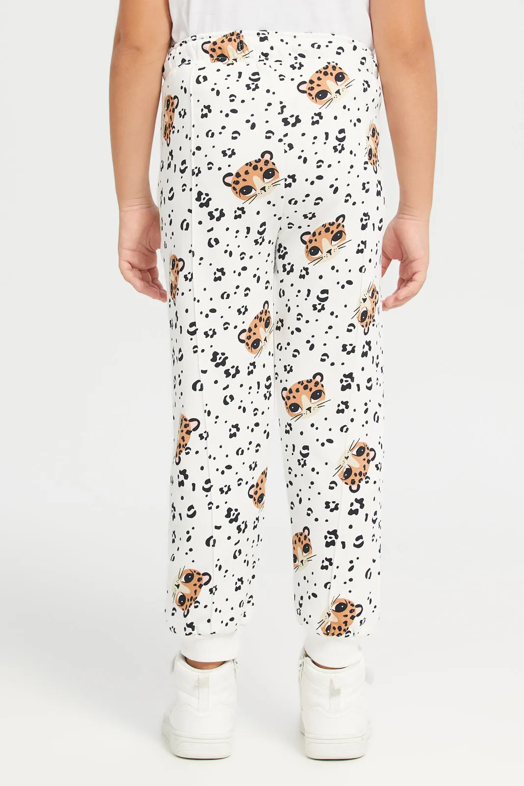 White Animal Print Track Pant