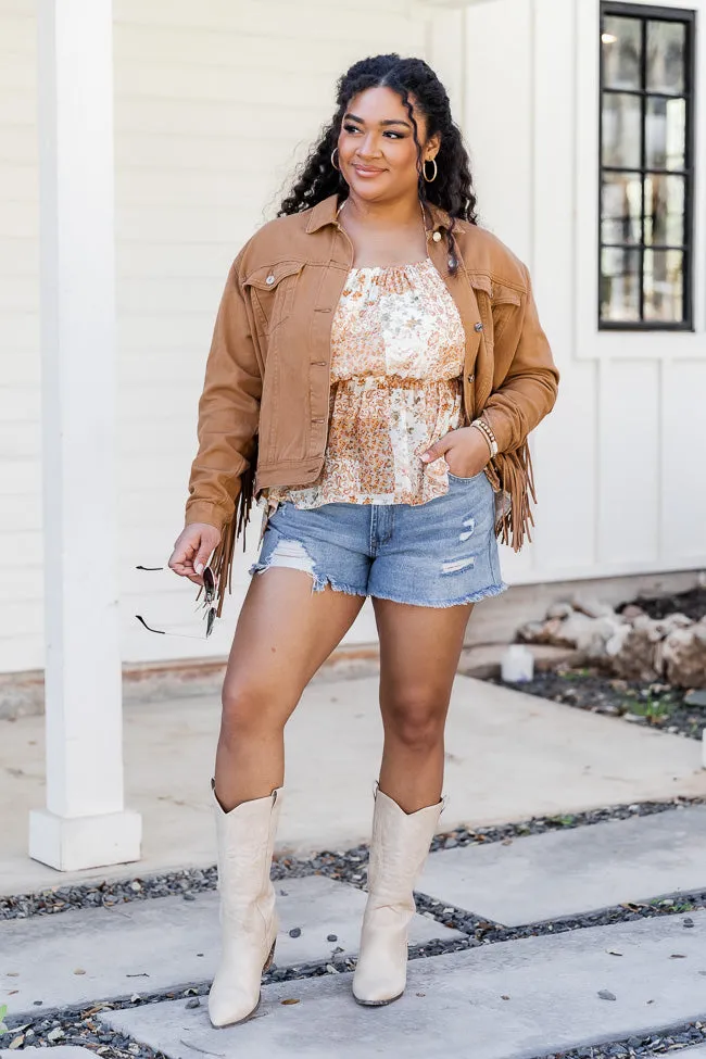 Wild Wild West Brown Fringe Detail Denim Jacket FINAL SALE